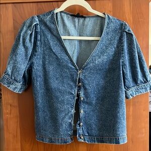 NWOT Jane and Delancey Blue Denim Shirt with Button Details, size S